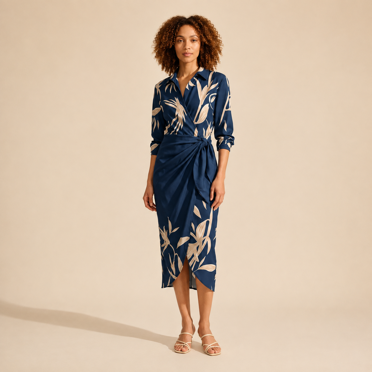 Bold Summer Midi Dress for Women - Vibrant & Flattering Fit — Blue