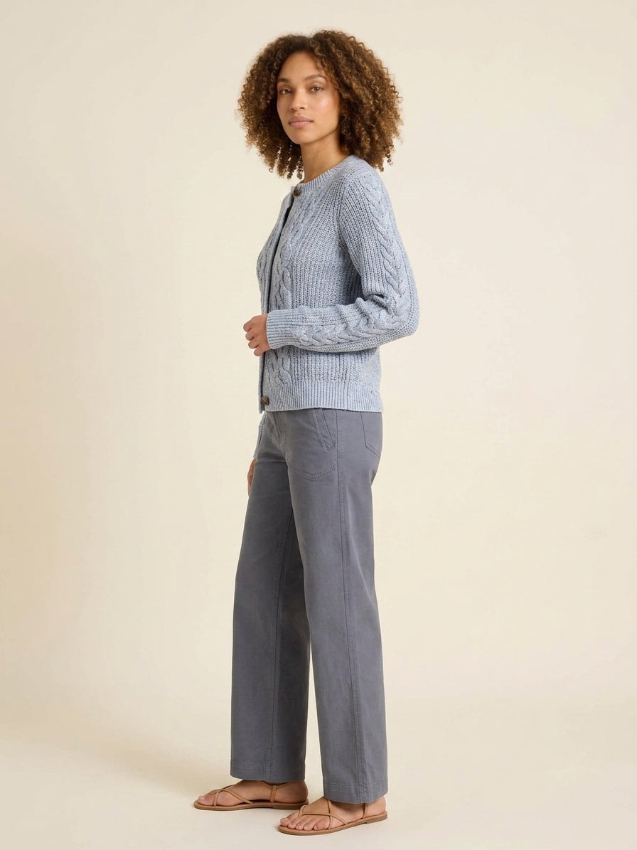 Chic Flecked Shaker Cardigan | Sculptural Knit Sweater — Blue Mix