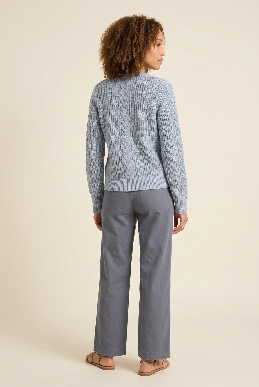 Chic Flecked Shaker Cardigan | Sculptural Knit Sweater — Blue Mix