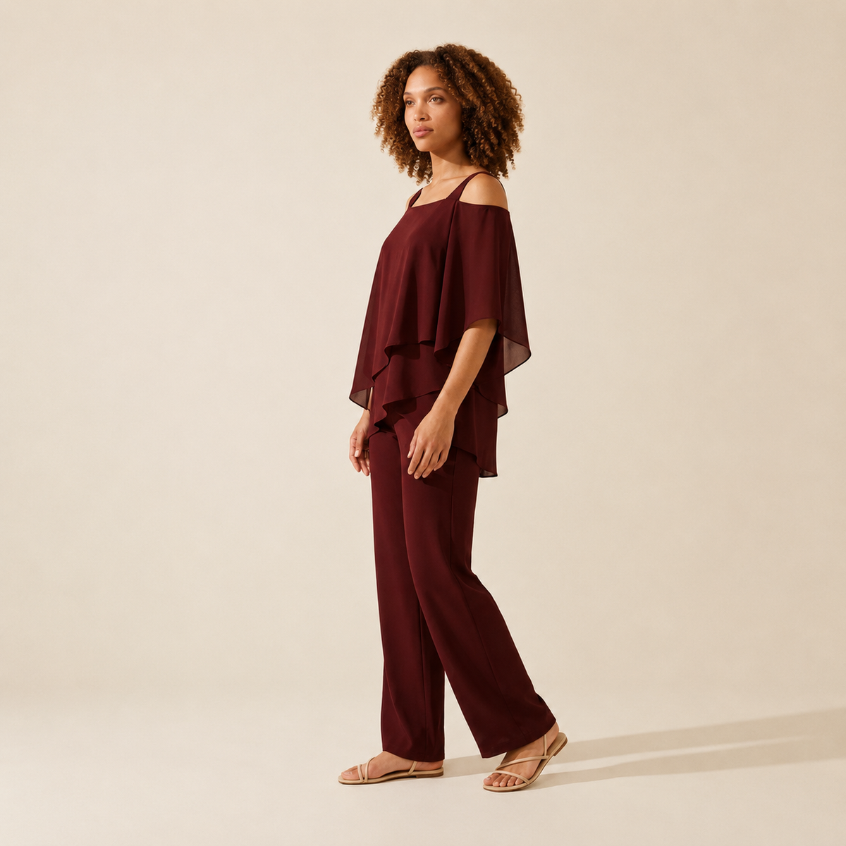 Women's Elegant Evening Set | Luxurious 2-Piece Outfit — Brown