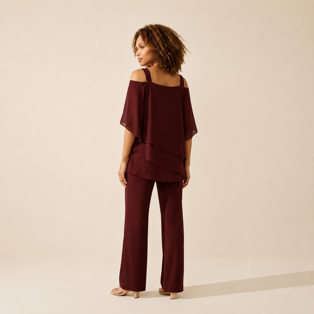 Women's Elegant Evening Set | Luxurious 2-Piece Outfit — Brown