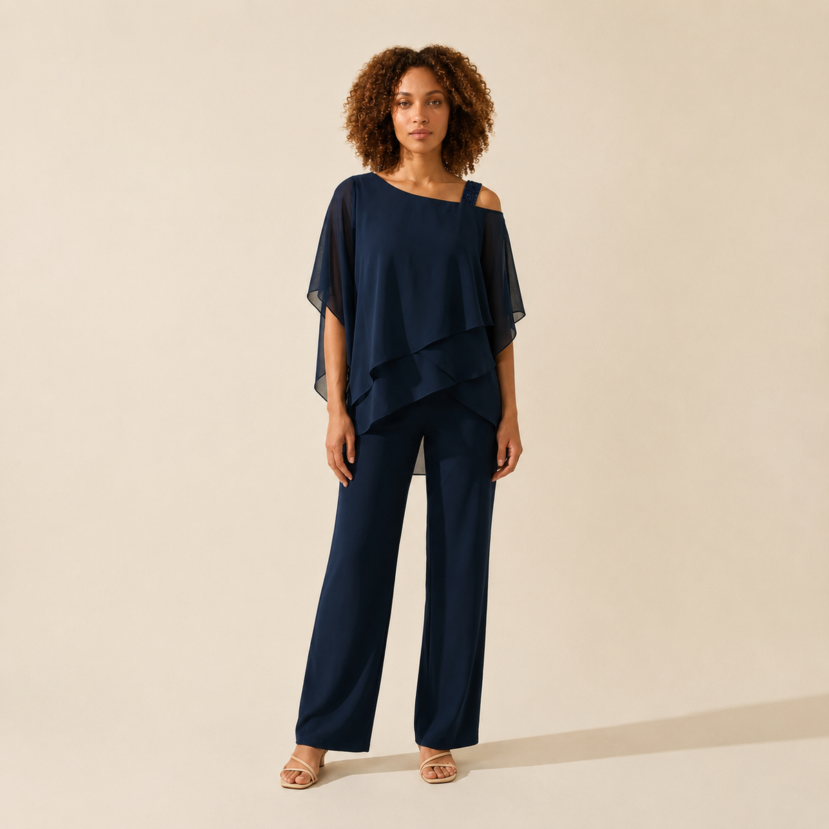 Women's Elegant Evening Set | Luxurious 2-Piece Outfit — Dark Blue