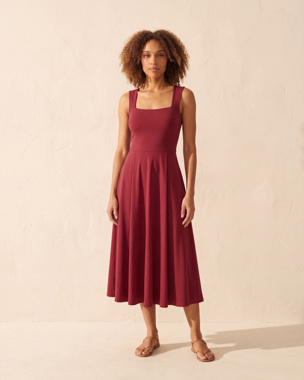 Little Black Bra Midi Dress with Pockets - Versatile Style — Falu Red