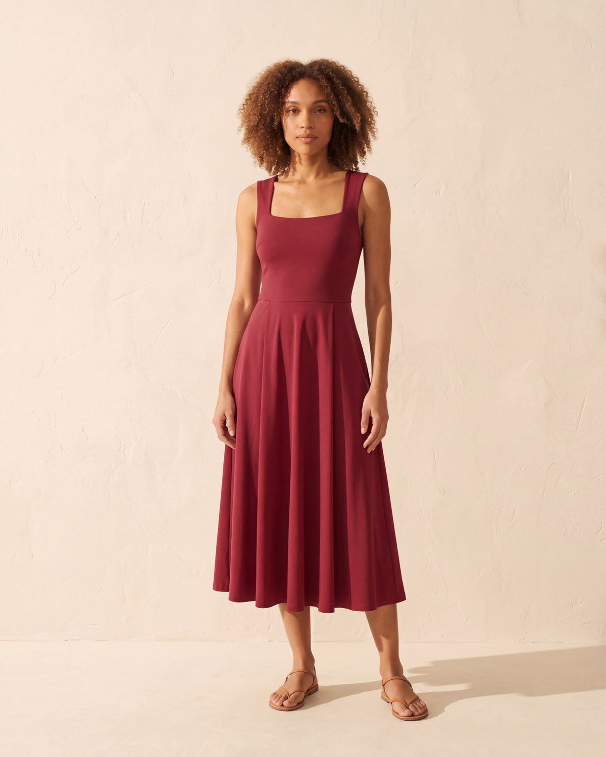 Little Black Bra Midi Dress with Pockets - Versatile Style — Falu Red