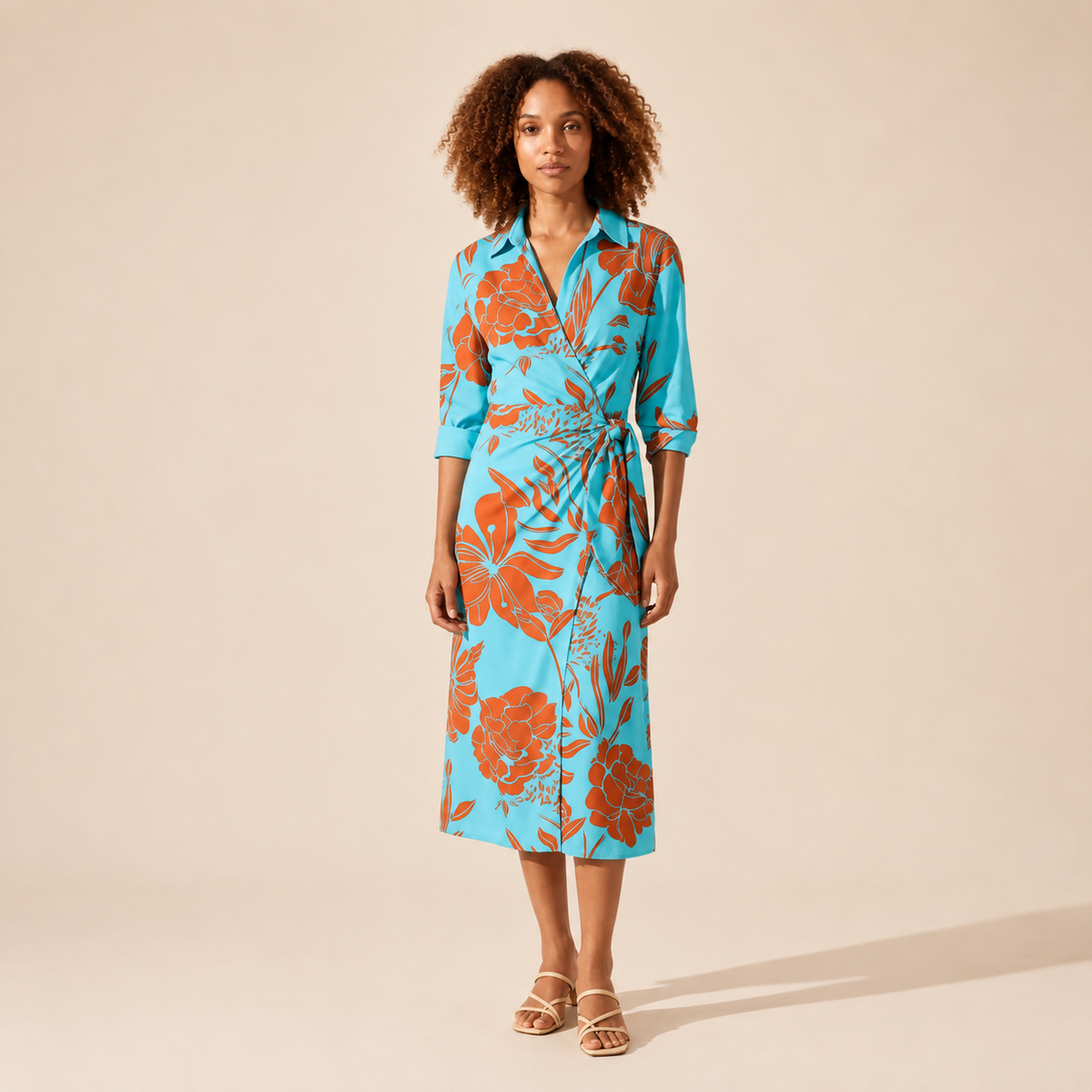 Bold Summer Midi Dress for Women - Vibrant & Flattering Fit — Light Blue