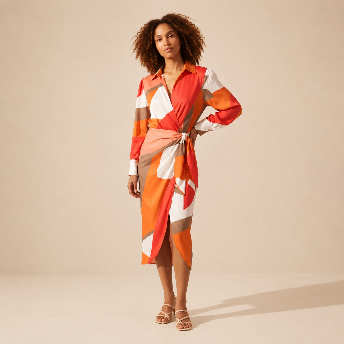 Bold Summer Midi Dress for Women - Vibrant & Flattering Fit — Multicolored