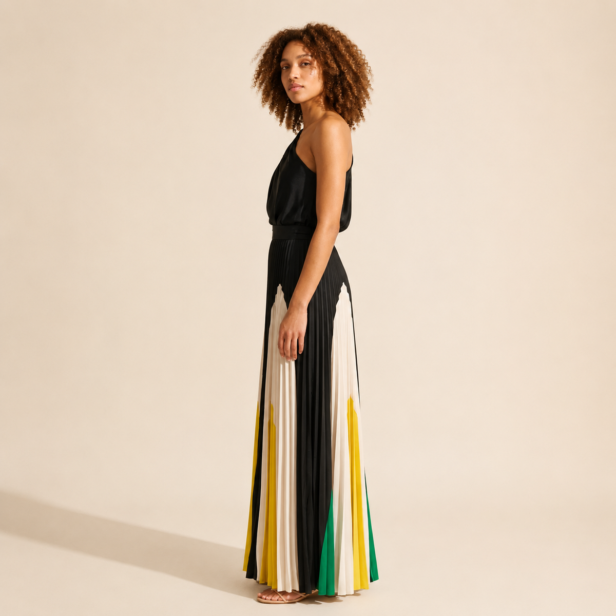 Pearl Elegant Maxi Dress | Stylish Shoulder Design | Women's Flowy — Yellow