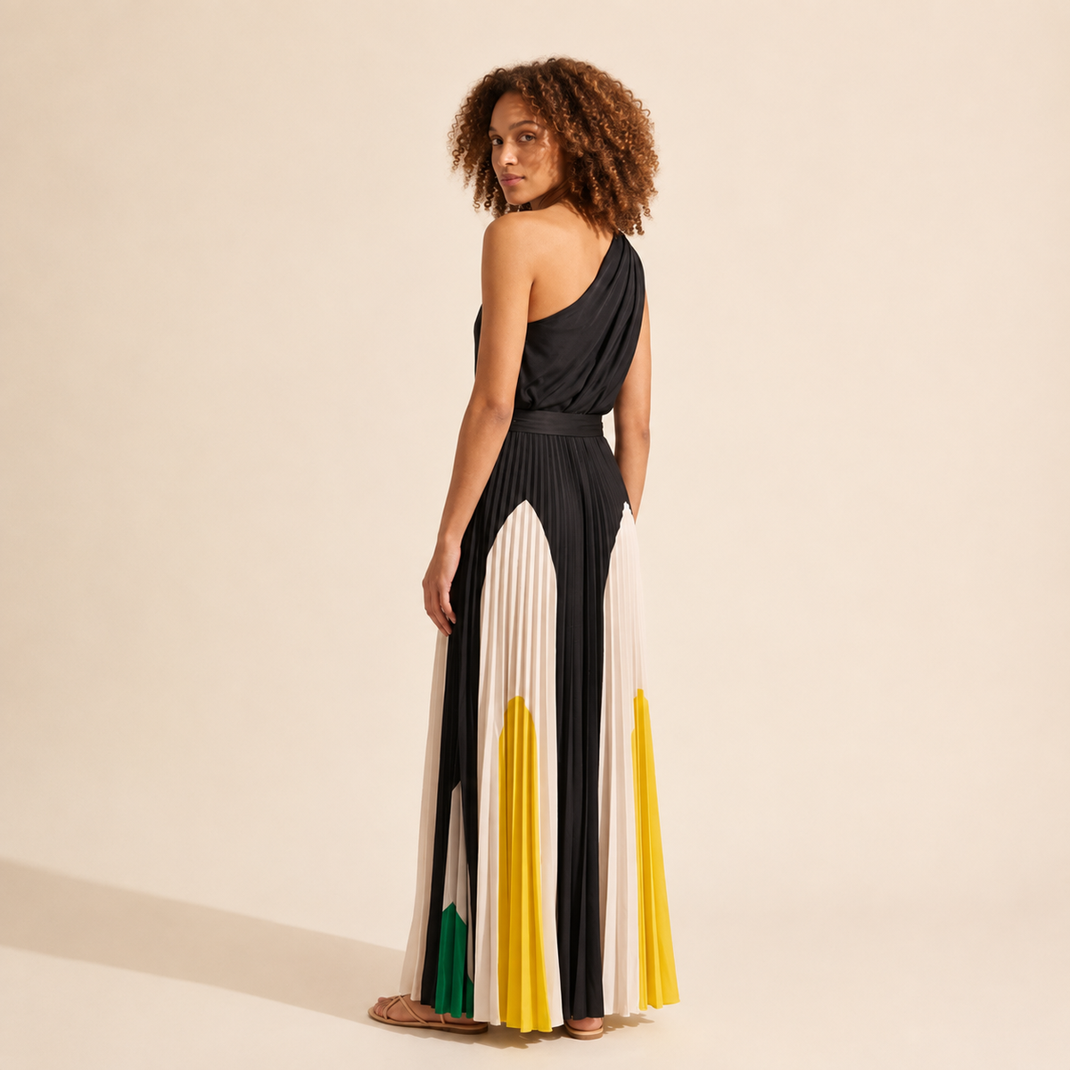 Pearl Elegant Maxi Dress | Stylish Shoulder Design | Women's Flowy — Yellow