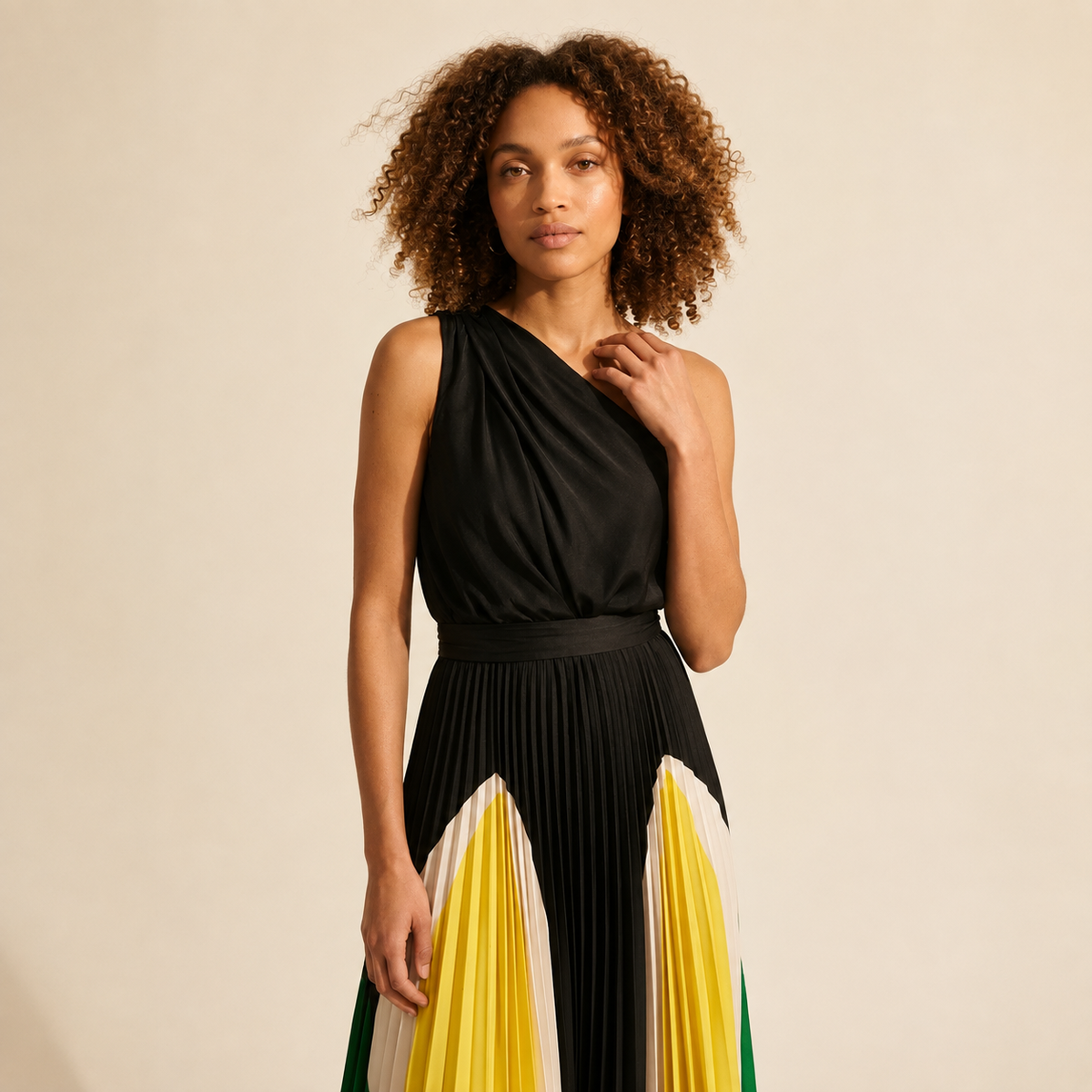 Pearl Elegant Maxi Dress | Stylish Shoulder Design | Women's Flowy — Yellow