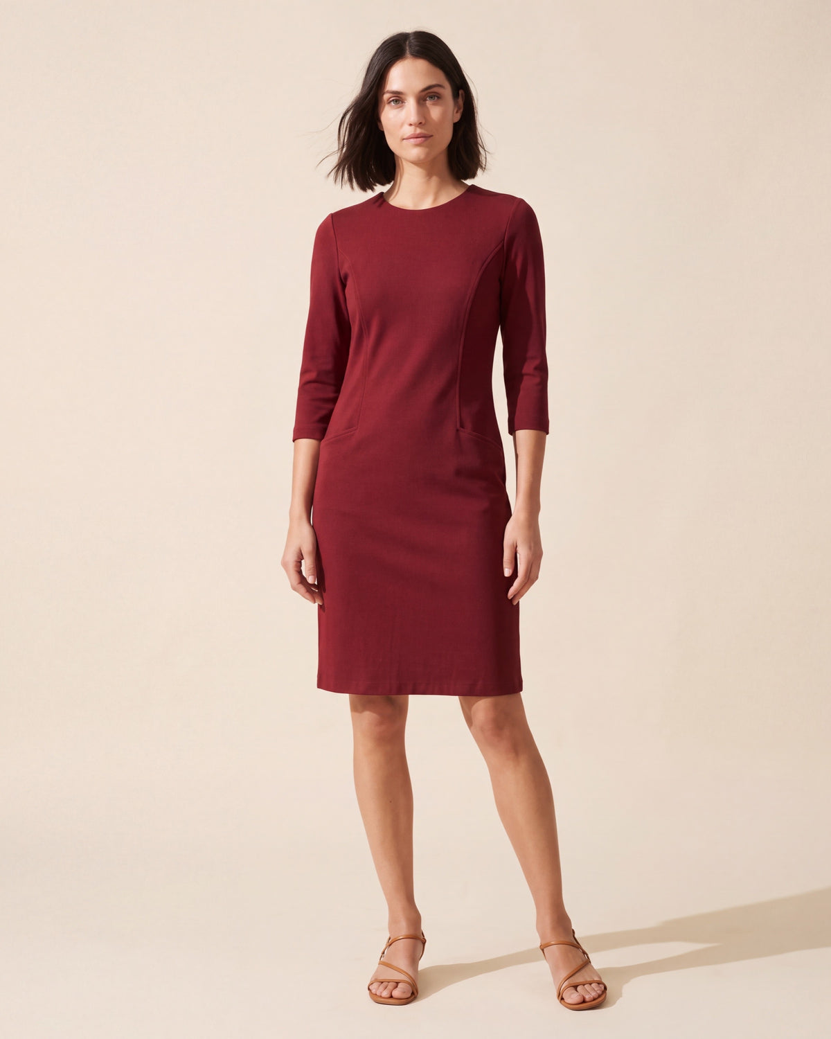 Elegant Bordeaux Solid Women's Dress | Classic & Versatile Style — Dark Bob