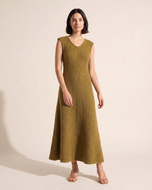 A-Line Sweater Dress - Recycled Boucle Knit Delilah — Dark Bob