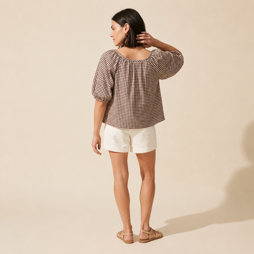 Gia Poplin Blouse - Women's Crisp & Versatile Cotton Top — Dark Bob