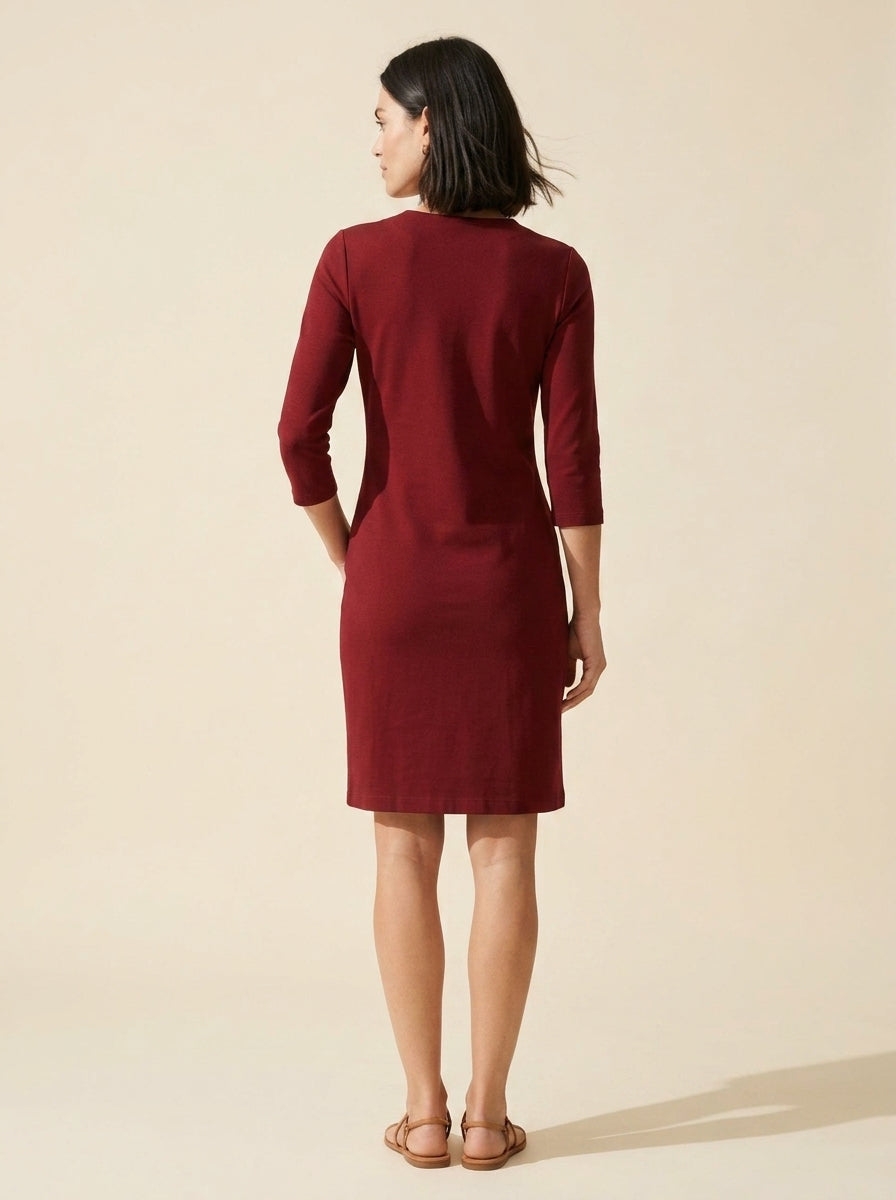 Elegant Bordeaux Solid Women's Dress | Classic & Versatile Style — Dark Bob