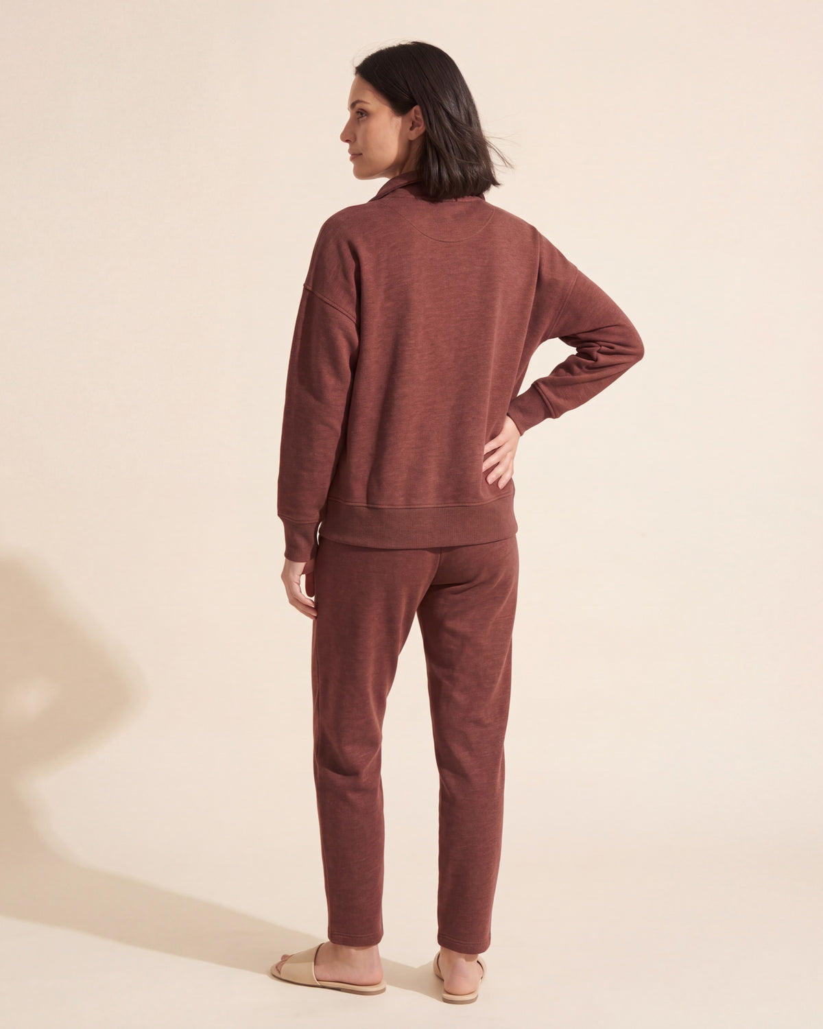 Soft Scuba Half-Zip Sweatshirt | Heather Espresso — Dark Bob