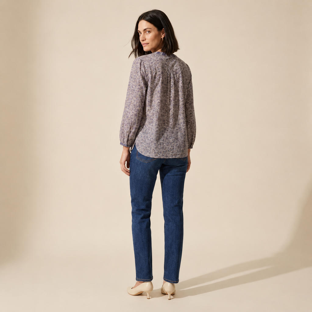 Vivian Classic Button-Through Blouse | Women's Versatile Top — Dark Bob