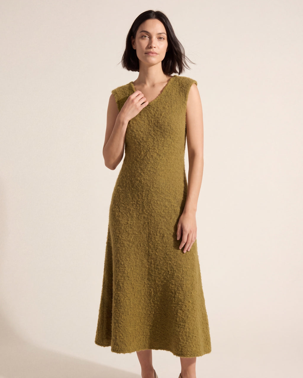 A-Line Sweater Dress - Recycled Boucle Knit Delilah — Dark Bob