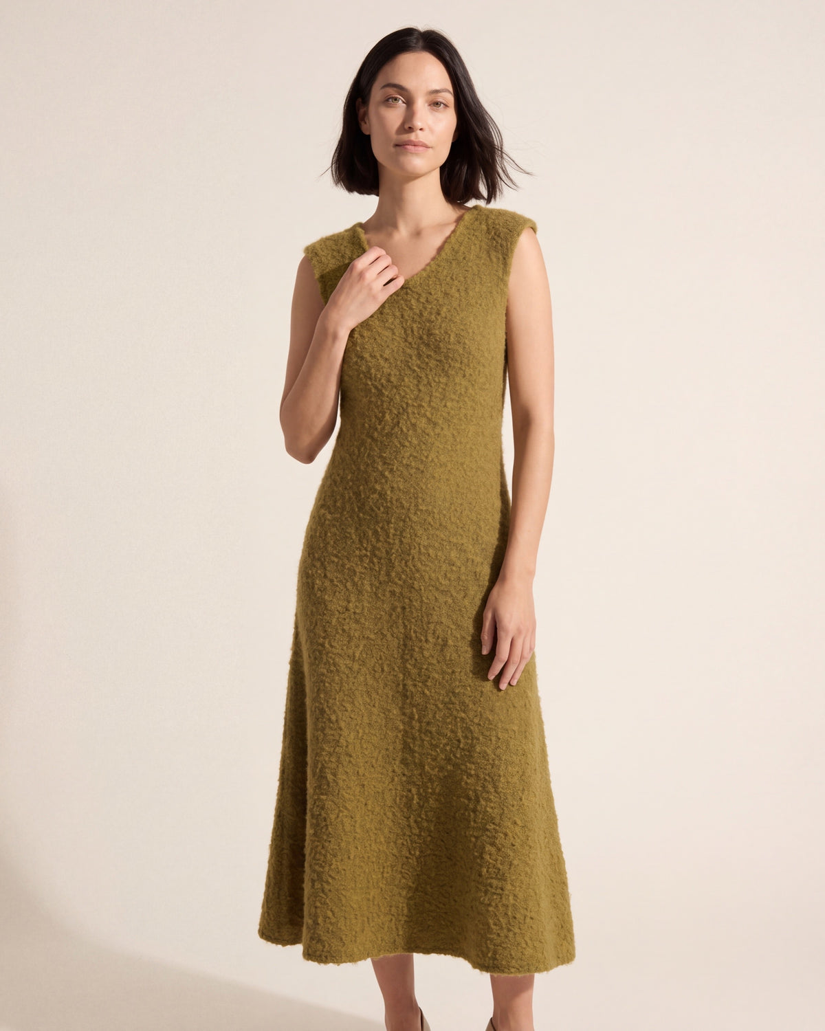 A-Line Sweater Dress - Recycled Boucle Knit Delilah — Dark Bob