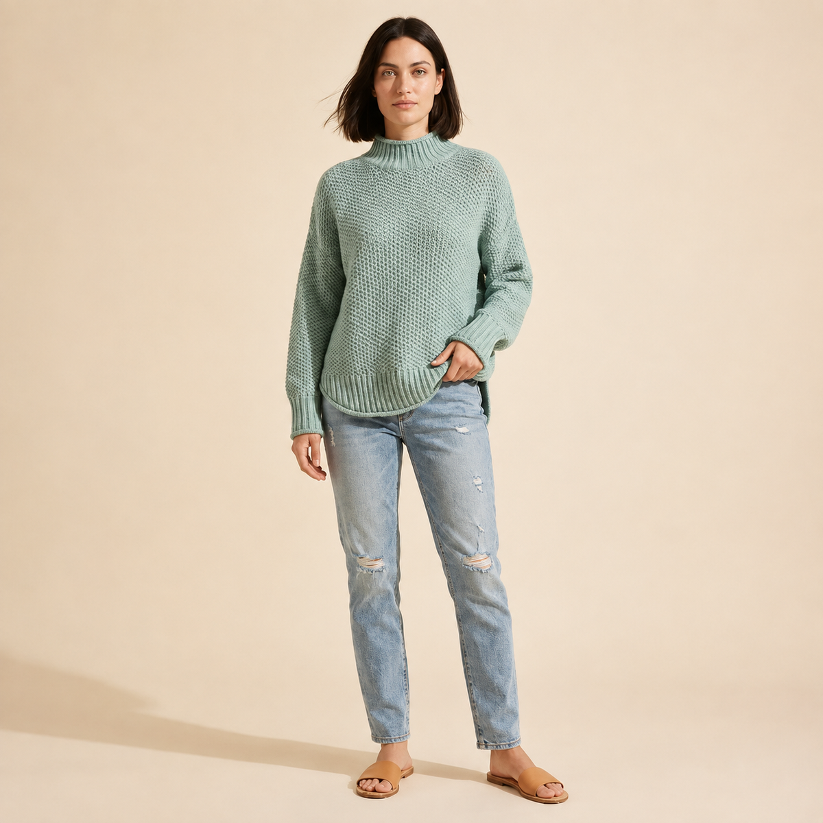 Women's Knitted Sweater | Elegant & Comfortable Pullover Top — Baby Blue
