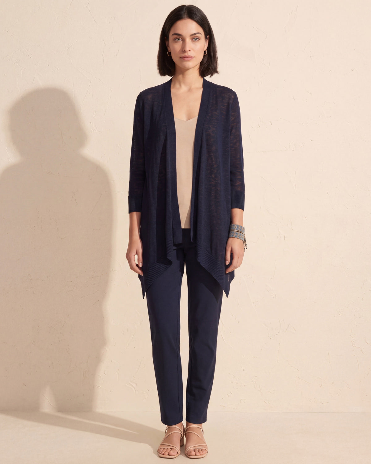 Versatile 4-Way Lightweight Cardigan | Breathable Linen Blend — Dark Indigo