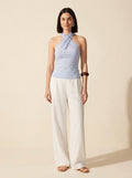 Criss Cross Halter Bra Top - Glam Going Out Style — Dew Sky Blue