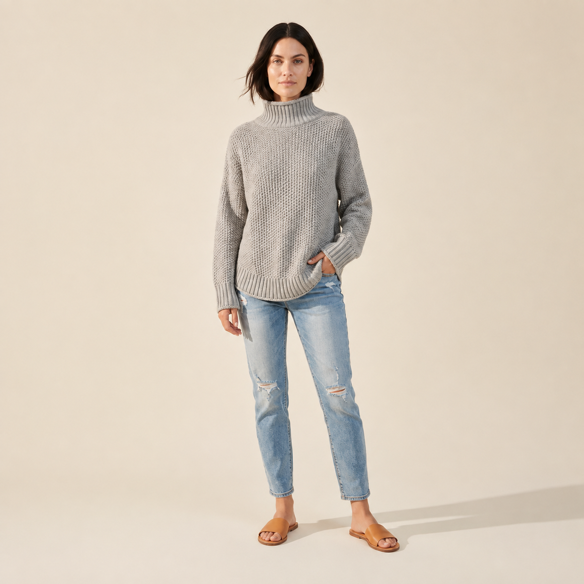 Women's Knitted Sweater | Elegant & Comfortable Pullover Top — Gray