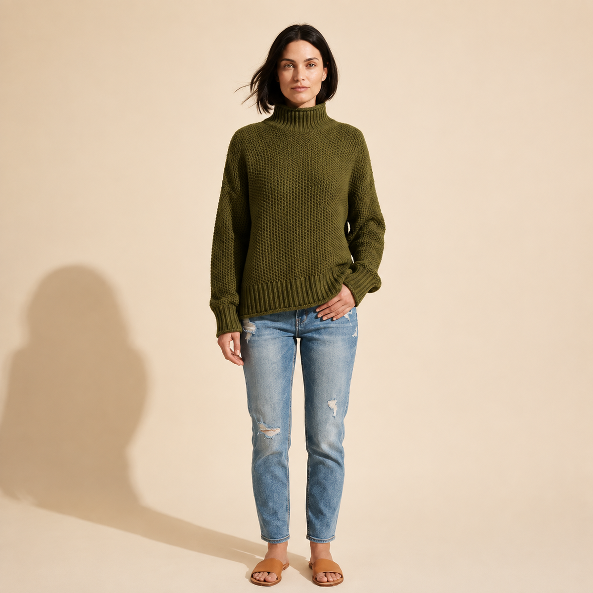 Women's Knitted Sweater | Elegant & Comfortable Pullover Top — Green