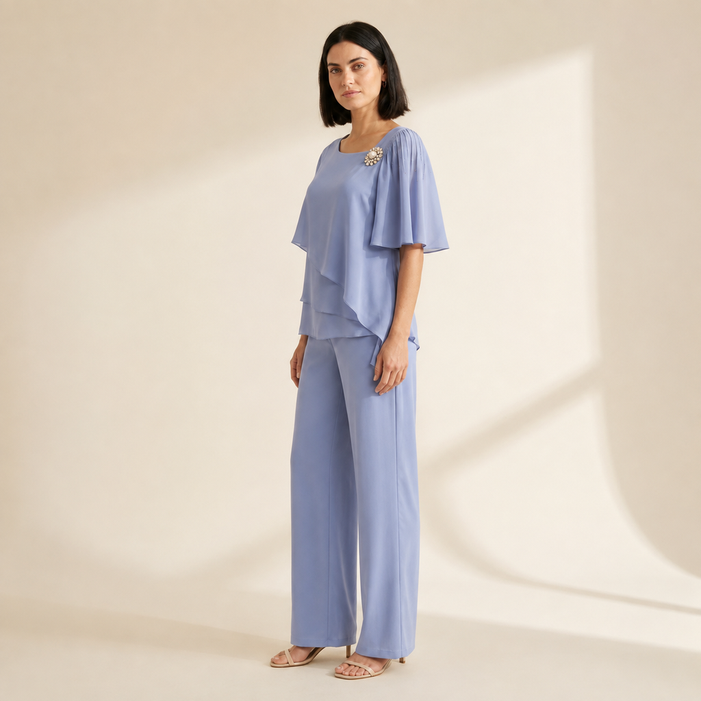 Elegant Women's Formal 2-Piece Suit Set | Occasion Wear — Light Blue