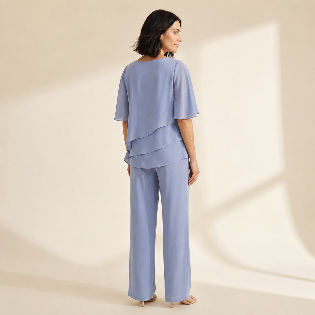 Elegant Women's Formal 2-Piece Suit Set | Occasion Wear — Light Blue