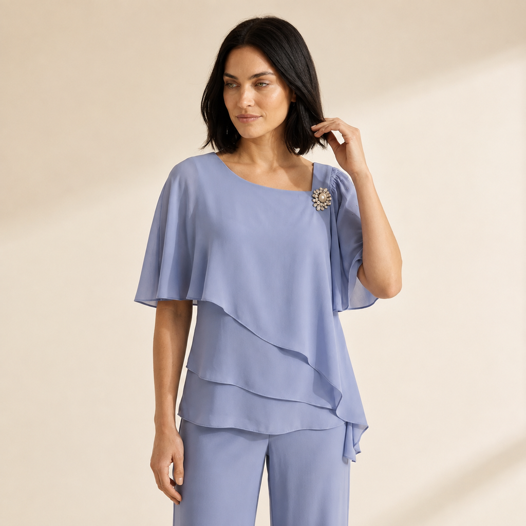 Elegant Women's Formal 2-Piece Suit Set | Occasion Wear — Light Blue