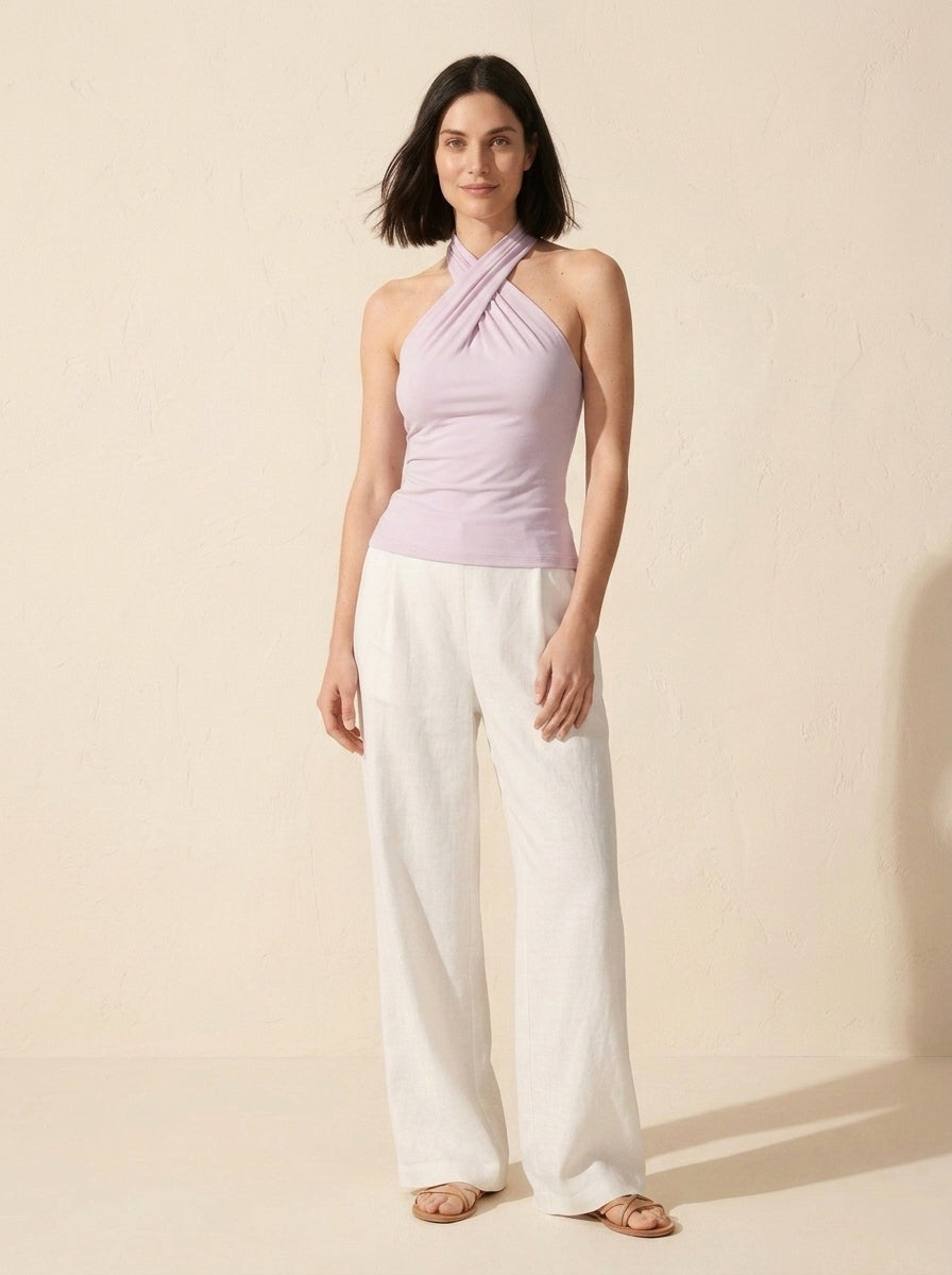 Criss Cross Halter Bra Top - Glam Going Out Style — Light Pink