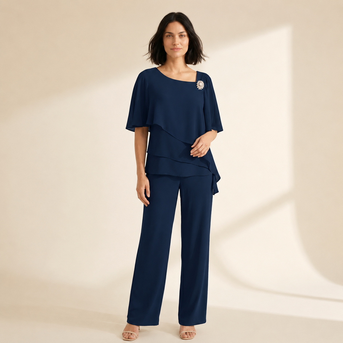 Elegant Women's Formal 2-Piece Suit Set | Occasion Wear — Navy Blue