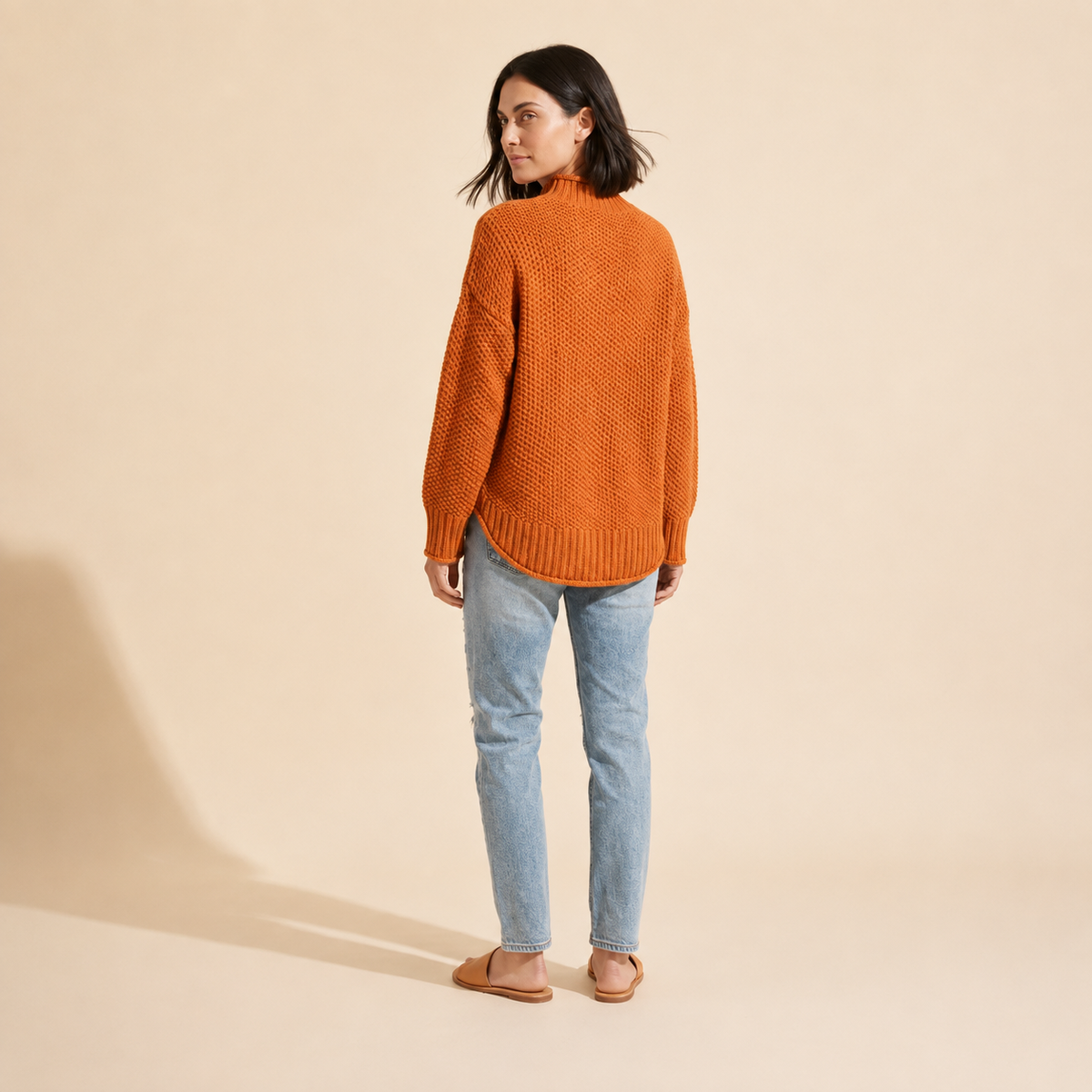 Women's Knitted Sweater | Elegant & Comfortable Pullover Top — Orange