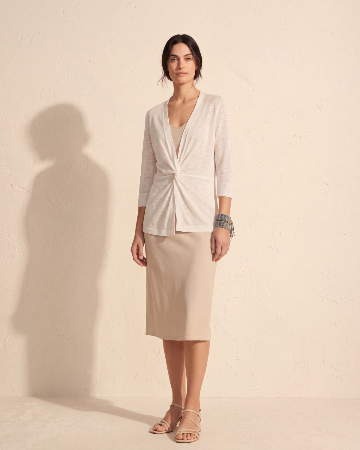 Versatile 4-Way Lightweight Cardigan | Breathable Linen Blend — Paper White