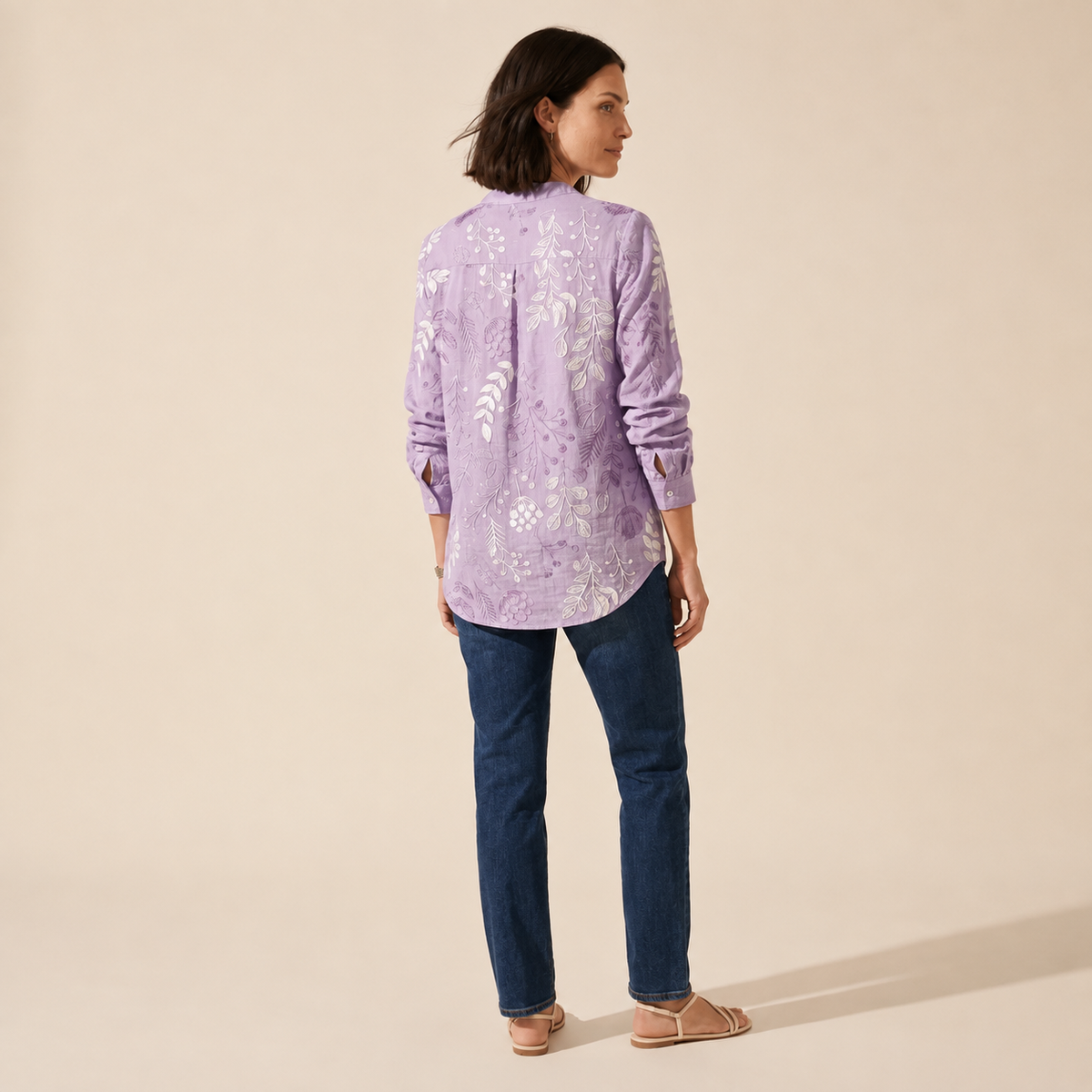 Women's Pastel Floral V-Neck Blouse - Soft-Touch & Lightweight — Purple
