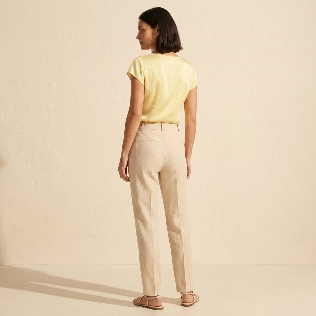 Viviana Wrap Front V-Neck Blouse | Women's Short Sleeve Top — Yellow