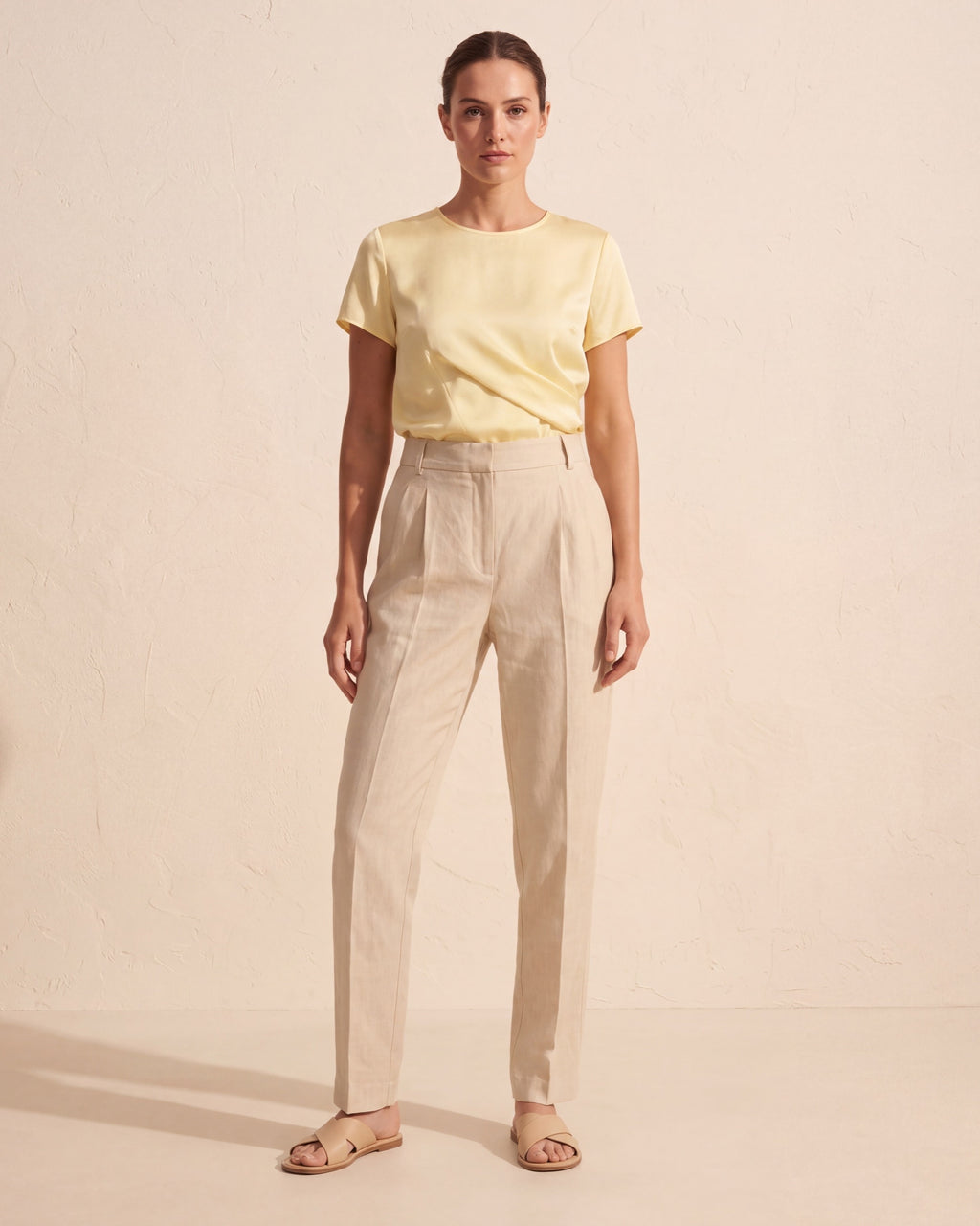 Viviana Wrap Front V-Neck Blouse | Women's Short Sleeve Top — Yellow