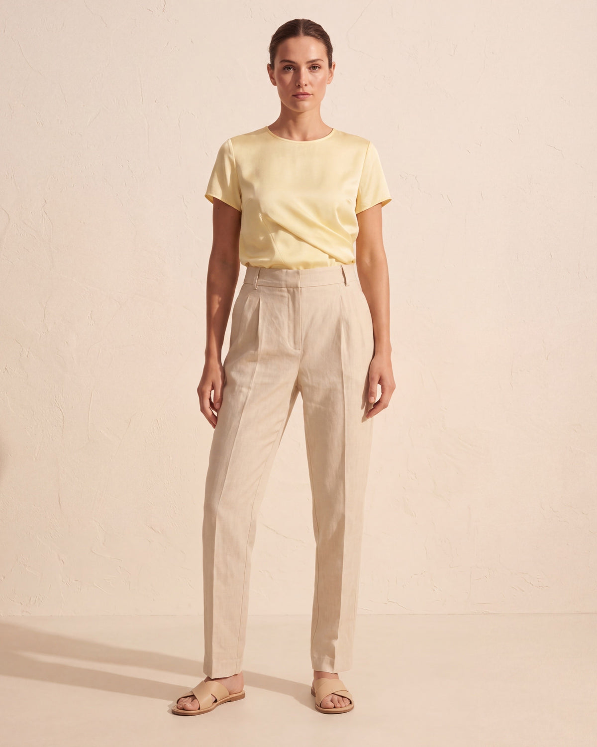 Viviana Wrap Front V-Neck Blouse | Women's Short Sleeve Top — Yellow