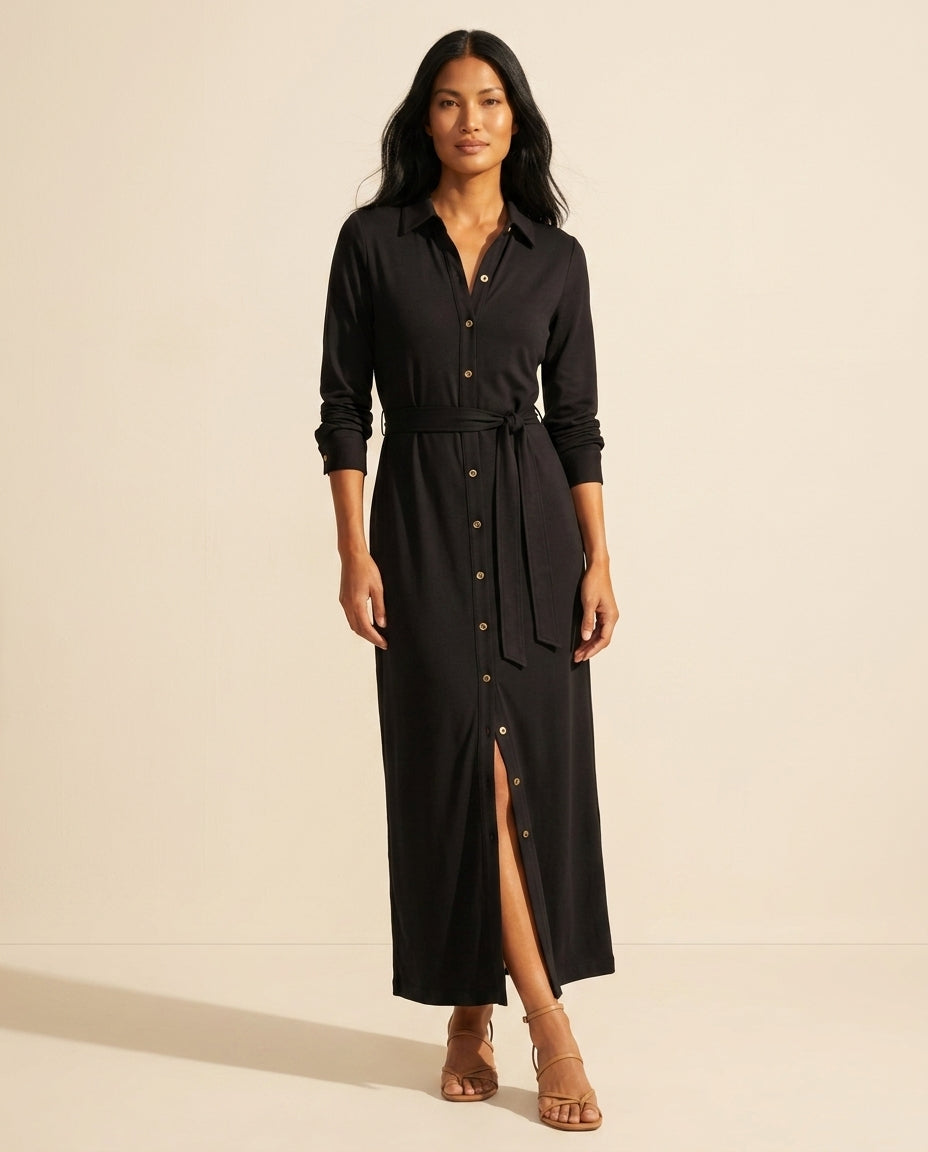 Elegant Black Maxi Dress | Women's Classic Amory Style — Southeast Asian