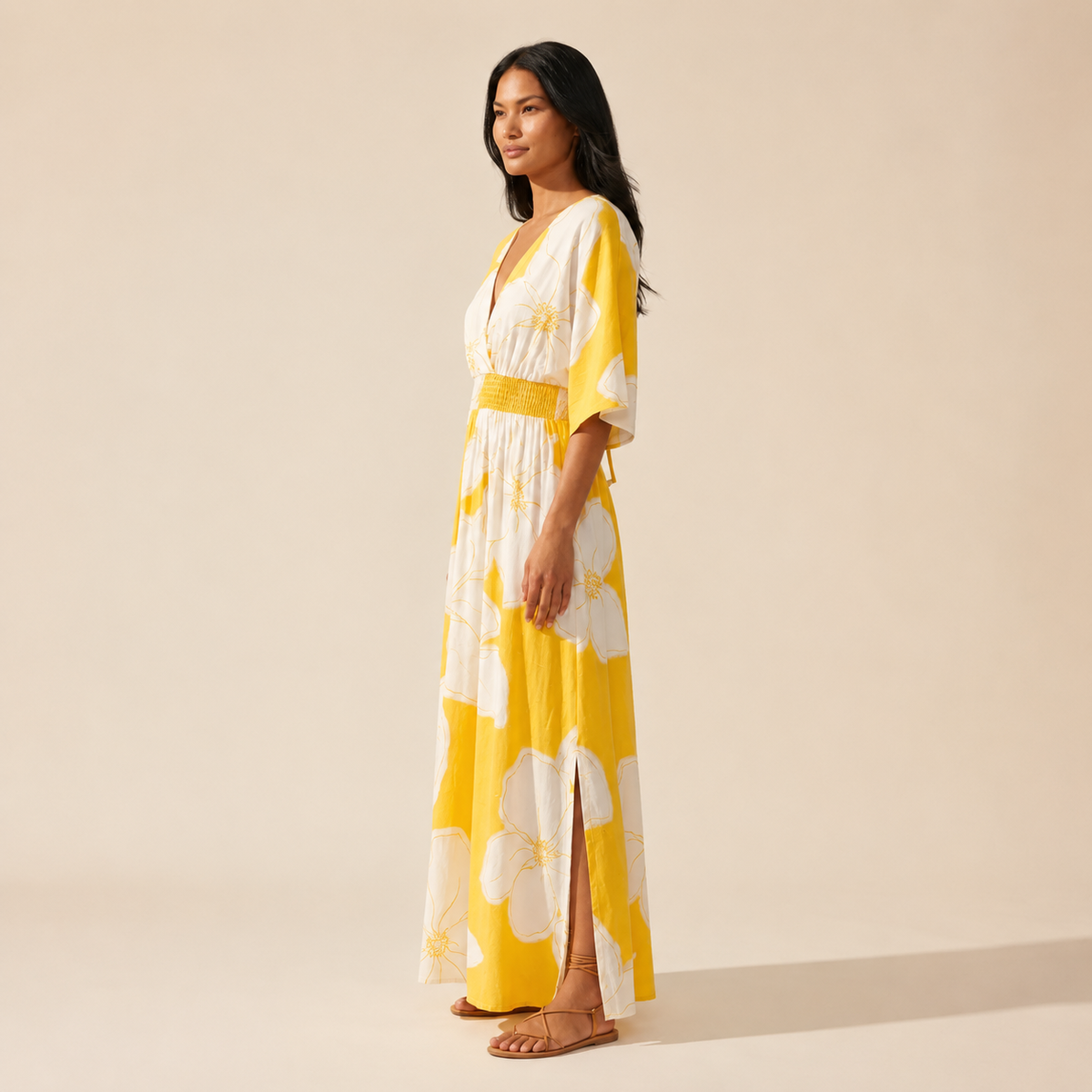 Floral Harmony Midi Dress - Elegant Summer Style — Southeast Asian