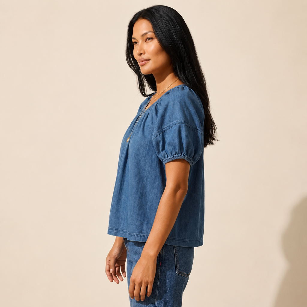 Chic Women's Denim Blouse | Versatile Long Sleeve Top — Southeast Asian