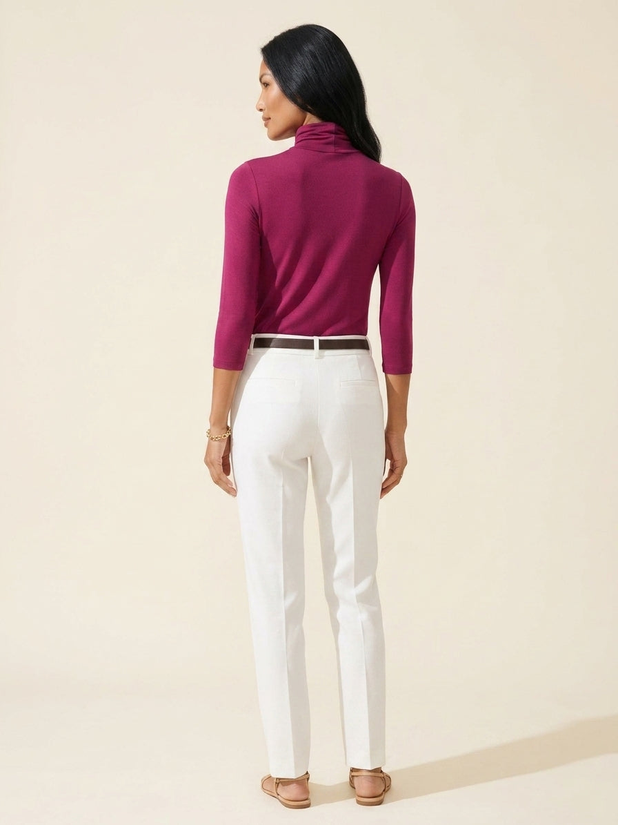 Raspberry Solid Turtleneck Top | Elegant Women's Knit — Southeast Asian