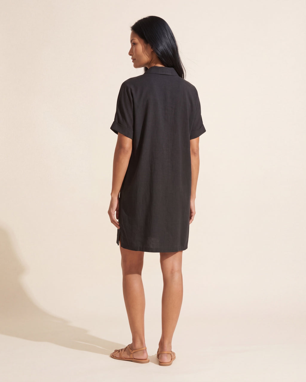 Sophisticated Pull-On Woven Dress | Knee-Length, Pockets — Southeast Asian