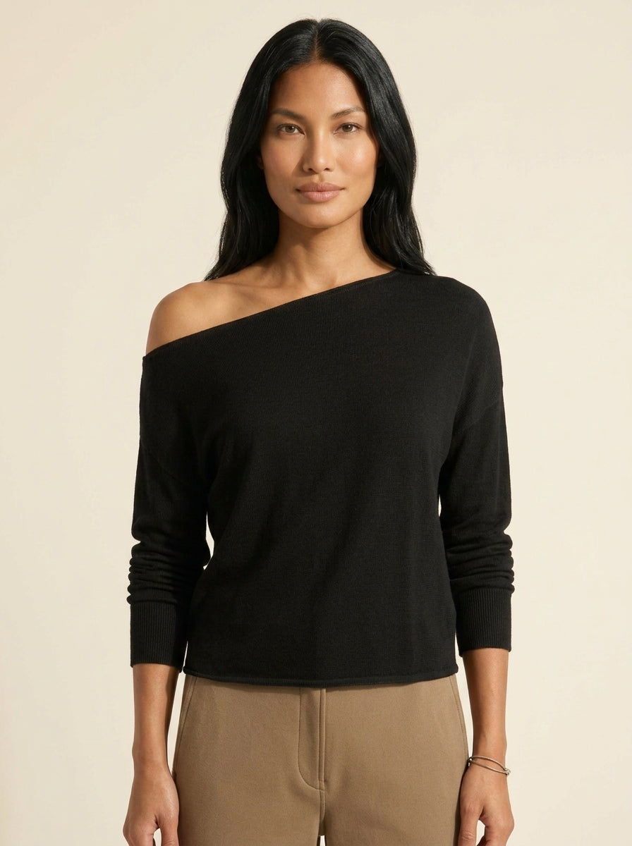 Luxurious Tencel Wool Off-Shoulder Sweater | Lightweight — Southeast Asian