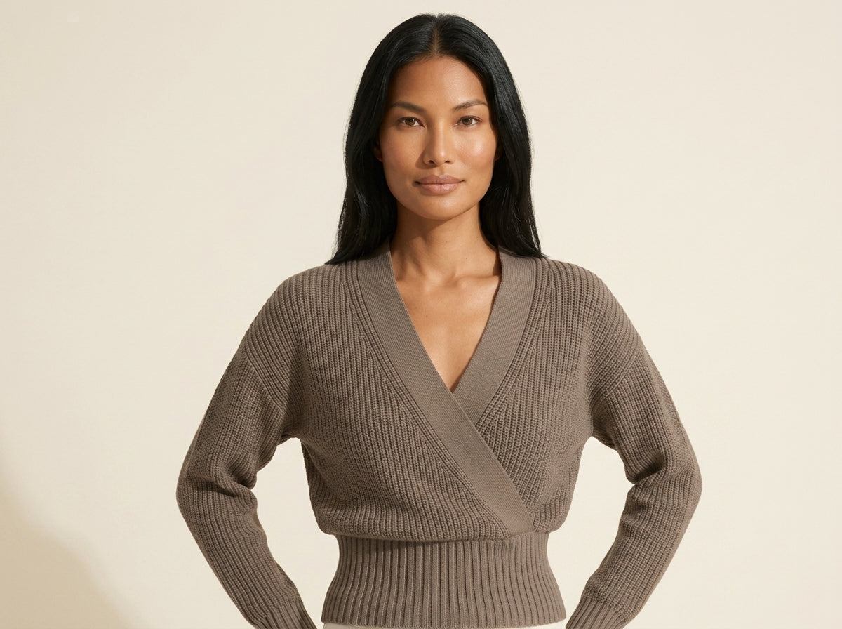 Sustainable Cropped V-Neck Sweater - Chic Fall Style — Southeast Asian
