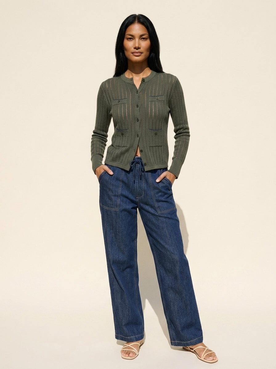 Pointelle Pocket Cardigan for Women - Soft Knit Layer — Briar