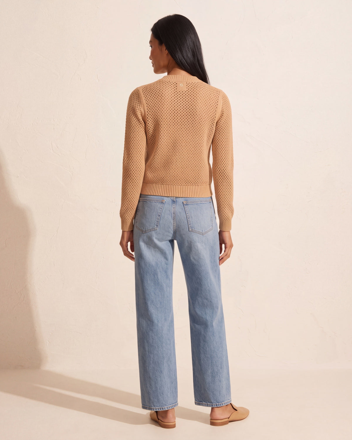 Versatile Zip Front Mesh Cardigan | Lightweight Summer Layering — Caramel
