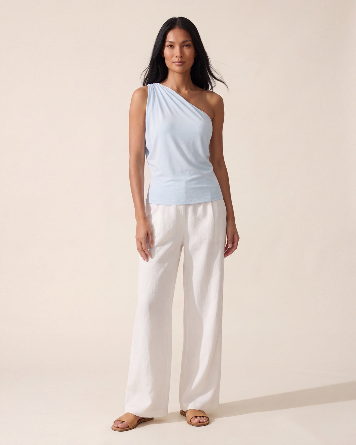 One Shoulder Cropped Bra Top - Active & Casual Brami — Ice Blue