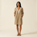 Women's Linen Midi Summer Dress - Breathable & Stylish — Khaki