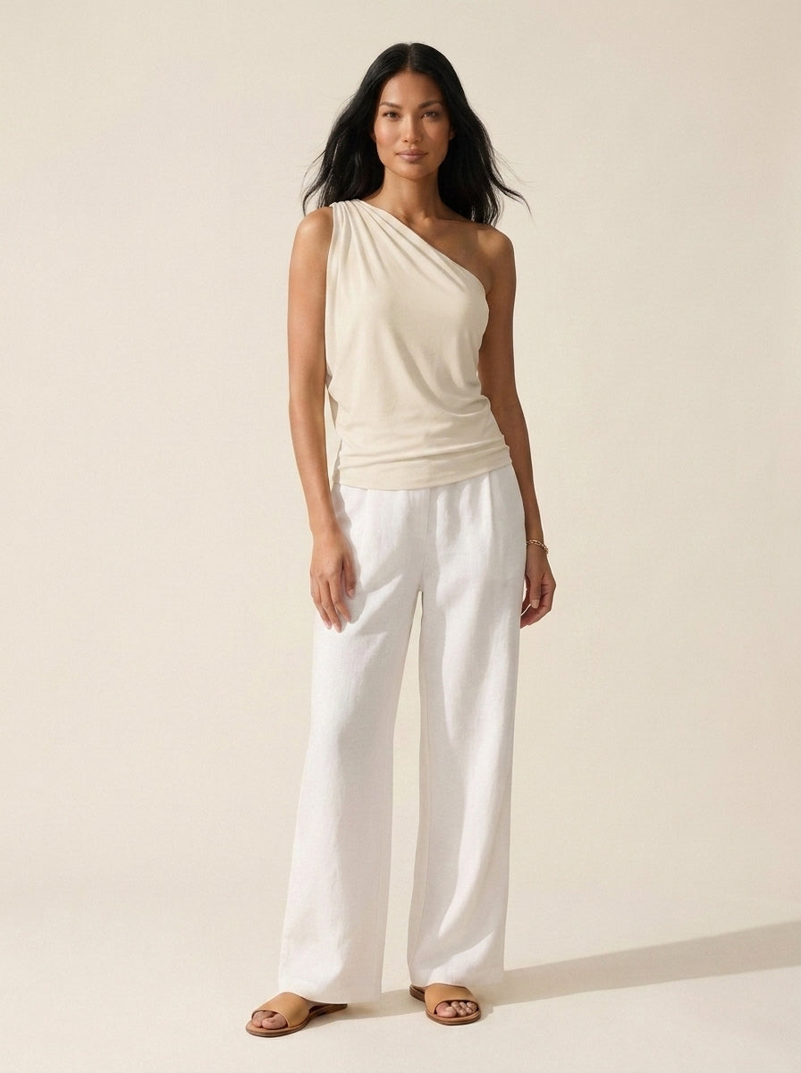 One Shoulder Cropped Bra Top - Active & Casual Brami — Morning Mist