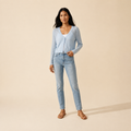 Lightweight Ribbed Knit Button-Up Cardigan for Women — White